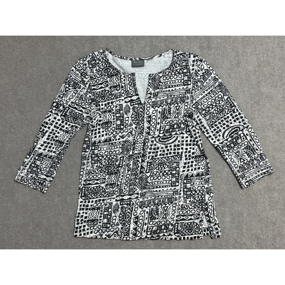 Additions by Chicos Jacket Womens 2 Abstract Print Open Front Boho Top